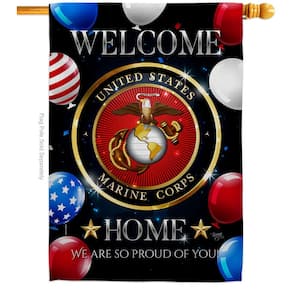 28 in. x 40 in. Welcome Home Marine Corp House Flag Double-Sided Armed Forces Decorative Vertical Flags