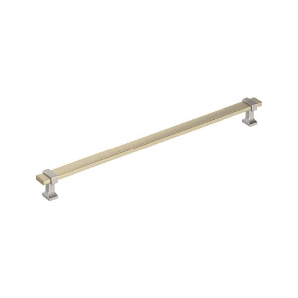 Overton 12-5/8 in. (320mm) Center-to-Center Modern Golden Champagne/Satin Nickel Bar Cabinet Pull