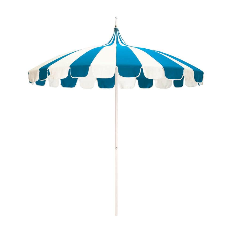 8.5 ft. White Aluminum Commercial Natural Pagoda Market Patio Umbrella with Push Lift in Pacific Blue Sunbrella price history on PriceWatchPro