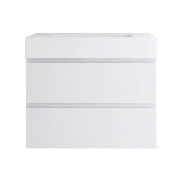 JimsMaison 30 in. W x 18 in. D x 25 in. H Single Sink Wall Mounted Bath Vanity in White with White Cultured Marble Top