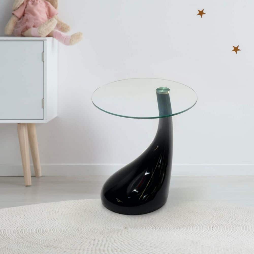 Centeno Round Clear Glass Top Pedestal End Table