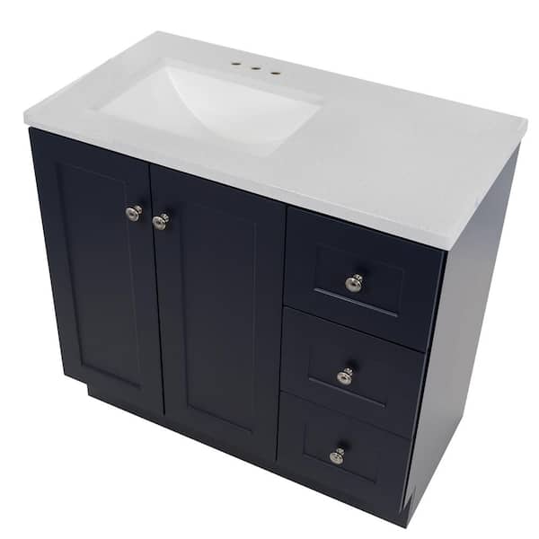 36-in Gray Single Sink Bathroom Vanity with White Cultured Marble Top –  Denali Building Supply
