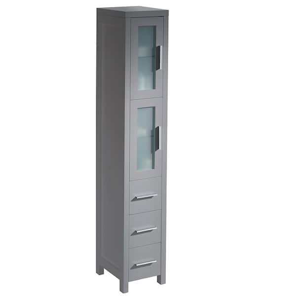 Fresca Torino 12 in. W x 15 in. D x 68.13 in. H Bathroom Linen Storage Tower Cabinet in Gray