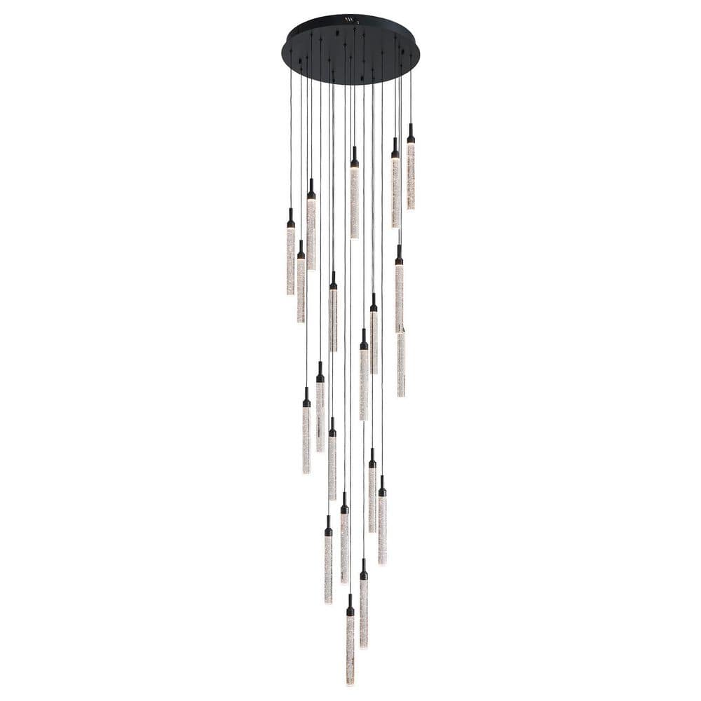 20-Light Dimmable Integrated LED Black Adjustable Long Attic Chandelier with Crystal Lamp Strips for Living Room Foyer price history on PriceWatchPro