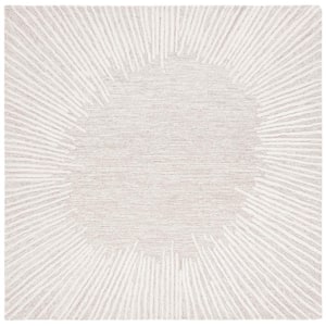 Abstract Natural/Ivory 4 ft. x 4 ft. Marle Eclectic Square Area Rug