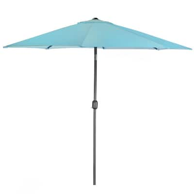 Barton 10 ft. Aluminum Outdoor Hanging Market Patio Umbrella in Dark ...