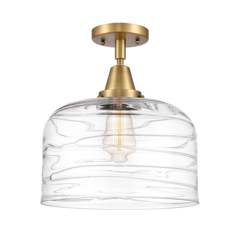 Bell 12 in. 1-Light Brushed Brass Industrial Flush Mount with Clear Glass Shade price history on PriceWatchPro