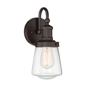 Taylor 5.25 in. 1-Light Satin Bronze Modern Industrial Wall Sconce with Clear Glass Shade