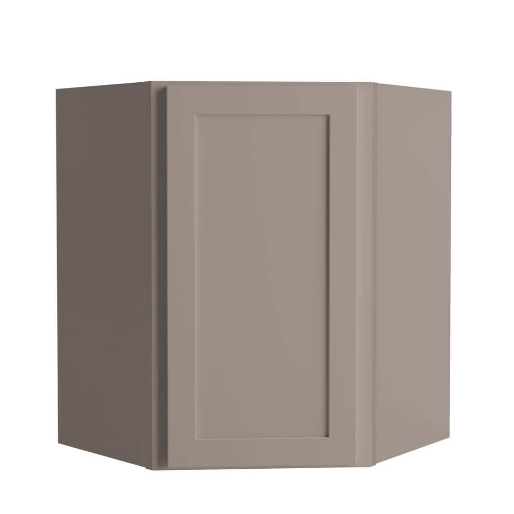 Hampton Bay Courtland Shaker Assembled 24 in. x 30 in. x 24 in. Stock Diagonal Corner Wall Kitchen Cabinet in Sterling Gray Finish