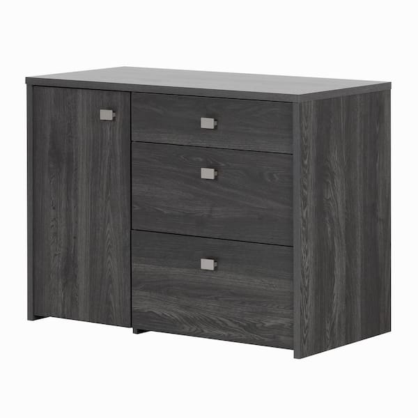 South Shore Interface 3-Drawers Gray Oak Engineered Wood 38.75 in.Vertical File Cabinet