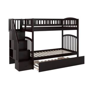 AFI Westbrook Espresso Twin Over Twin Staircase Bunk with Twin Size ...