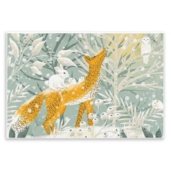 Stupell Industries Winter Forest Animals by Ginger Deverell 1-Piece Unframed Graphic Print Animal Poster Art Print 15 in. x 10 in.