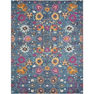 Passion Denim 8 ft. x 10 ft. Floral Transitional Area Rug