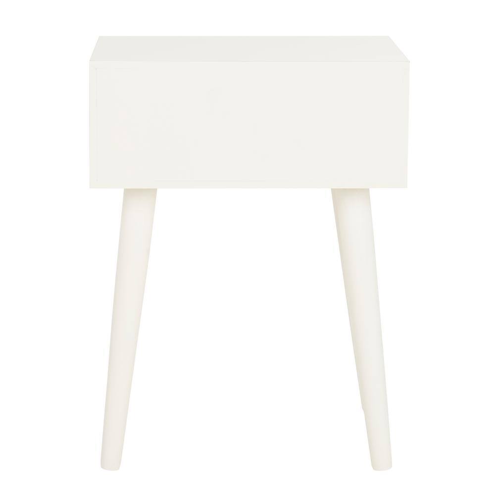 Lyle Transitional Rectangular Pine Wood Side Table with Storage - Distressed White