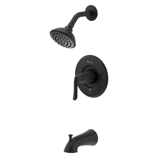 Pfister Willa 1-Spray Patterns with 1.8 GPM 4.438 in. Wall Mount Rain Spray Fixed Shower Head in Spot Defense Matte Black