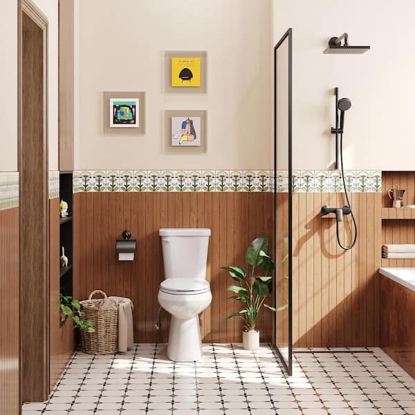 17 in. ADA 2-Piece 1.28 GPF Single Flush Elongated Toilet in White Flush, Soft-Close Seat Included