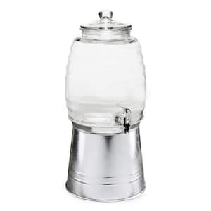 Oak Grove Bucket 2.5 Gal., Clear Glass, Cold Beverage Glass Dispenser w/ Galvanized Base & Leak Proof Acrylic Spigot