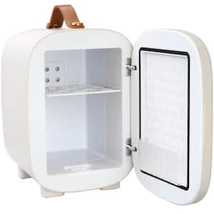 Mini Fridge 11.26 in. 0.14 cu. ft. Retro Mini Refrigerator in White Small Beverage Fridges AC/DC Cooler and Warmer