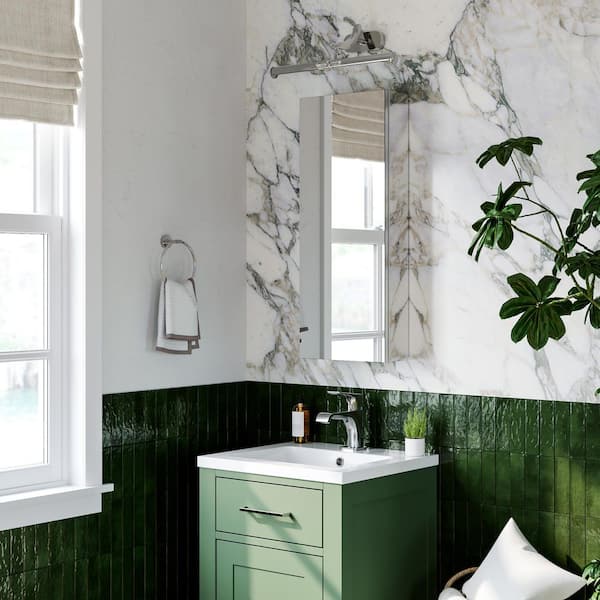 WYonder 12 in. W x 30 in. H Rectangular Aluminum Recessed/Surface Mount Right Swing Door Medicine Cabinet with Mirror