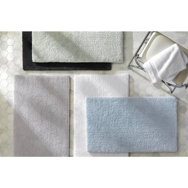 Home Decorators Collection 20 in. x 34 in. Aqua Green Textured Border Cotton Machine Washable Bath Mat, Blue