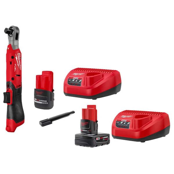 M12 FUEL 12V Lithium-Ion Compcat 1/2 in. Cordless Ratchet Kit with Battery, Charger, and 4. 0AH Starter Kit