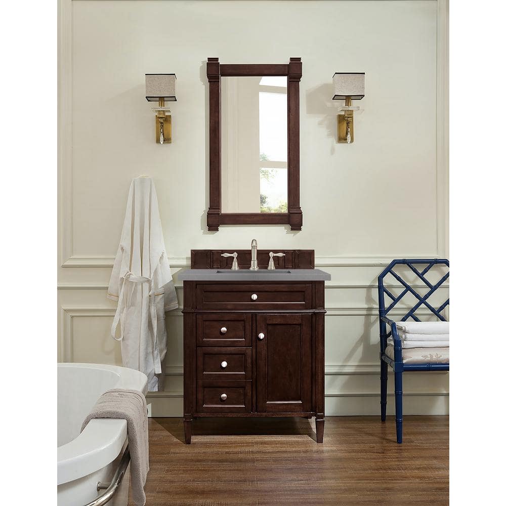 Burnished Mahogany Rectangular Wood Framed Vanity Mirror