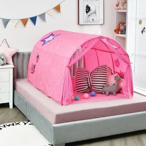 Pink 2-Person Fabric Kids Bed Tent Play Tent with Carry Bag