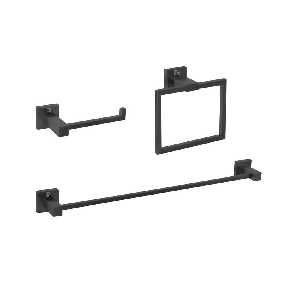 Timeless Home 3-Piece Bath Hardware Set with Mounting Hardware in Matte Bla