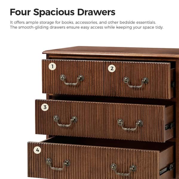 JAYDEN CREATION Leslie Mid-Century Modern Walnut 2-Drawer