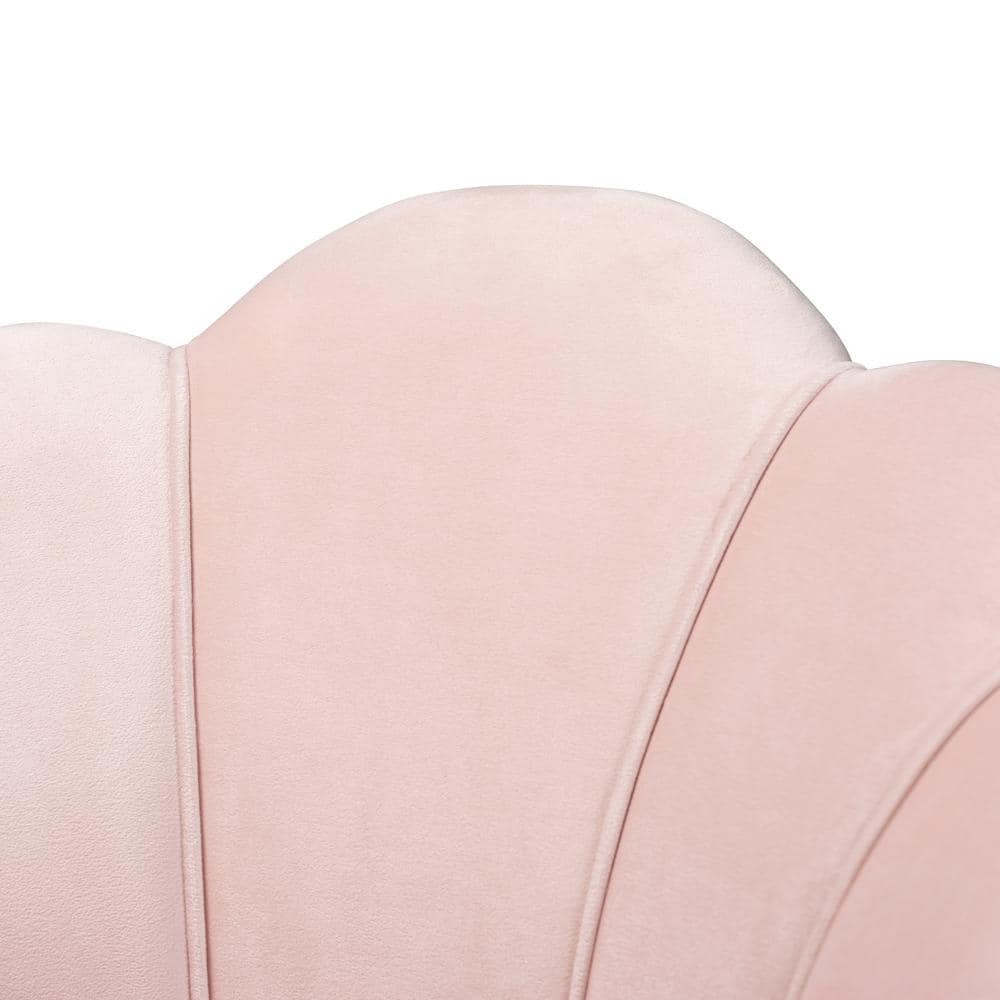 Luxurious Light Pink Velvet & Gold Seashell Accent Chair