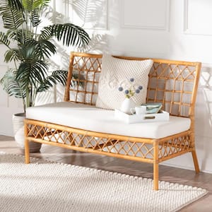 Capella Light Honey Rattan Dining Bench with Back 48.4 in.