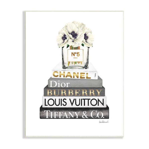 Stupell Industries "Blooming White Floral Display Designer Bookstack"by Amanda Greenwood Unframed Nature Wood Wall Art Print 10 in x 15 in