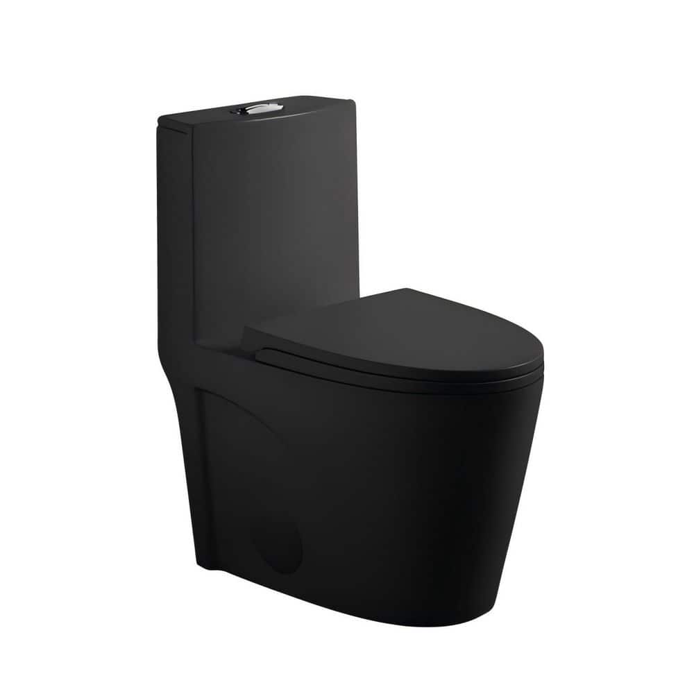 Tornado Flush 12 in. 1-Piece 1.1/1.6 GPF Dual Flush Elongated Toilet in Matte Black Seat Included price history on PriceWatchPro