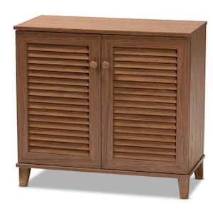 27.5 in. H x 29.63 in. W Brown Wood Shoe Storage Cabinet