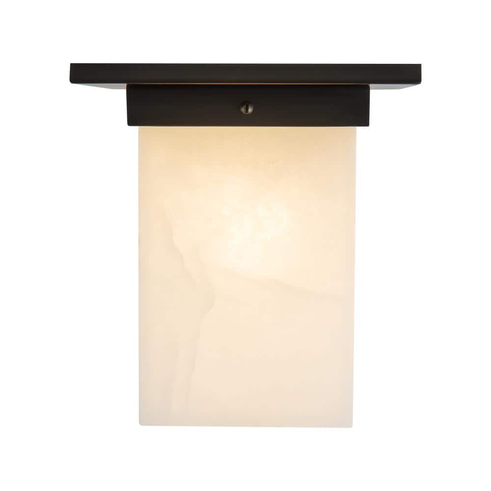Mineral 8-in (9-in Height) Alabaster Square Flush Mount with Urban Bronze Finish price history on PriceWatchPro