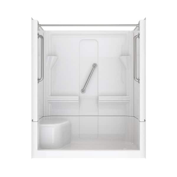 Accessible Living Harmony 60 in. L x 30 in. W x 74 in. H Alcove RH Drain Curtain Rod Shower Kit in Brushed Nickel