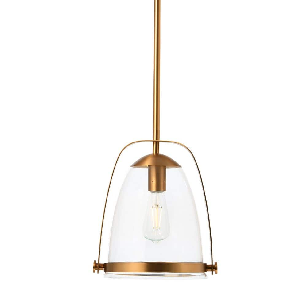 Robert Stevenson Lighting Jonah 1-Light Modern Metal and Glass Pendant Light, Brushed Gold