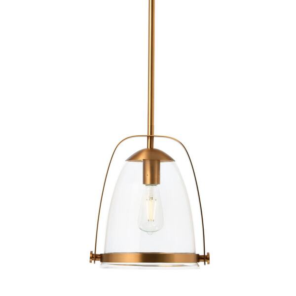 Robert Stevenson Lighting Jonah 1Light Modern Metal and Glass Pendant Light, Brushed Gold