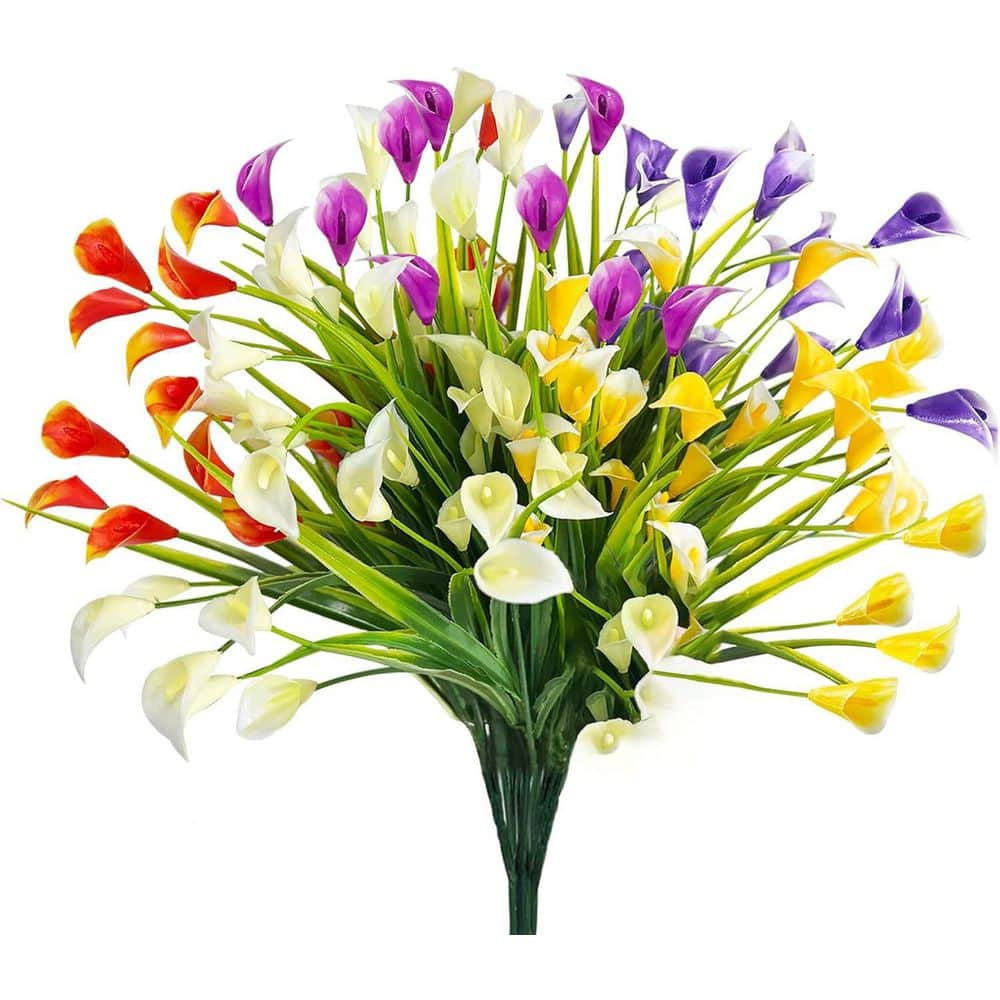 14 in. Multi-Colored Outdoor Artificial Calla Lily Flower UV Resistant 20 B