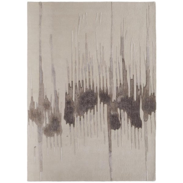 2 ft. x 15 ft. Ivory, Taupe, Brown Abstract Area Rug