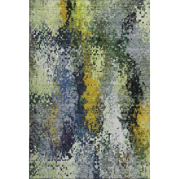 Mayfield Premium Machine Washable Abstract AMF2242 Green 10 ft. x 14 ft. Area Rug