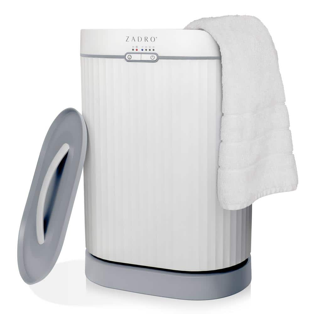 White and Gray Stainless Steel Fluted Towel Warmer with Diffuser