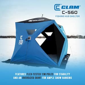 14476 C-560 Outdoor Portable 7.5 ft. Pop Up Ice Fishing Hub Shelter Tent