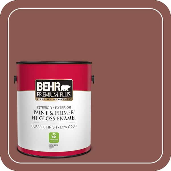 BEHR PREMIUM PLUS 1 gal. #MQ1-20 Rust Hi-Gloss Enamel Interior/Exterior Paint & Primer