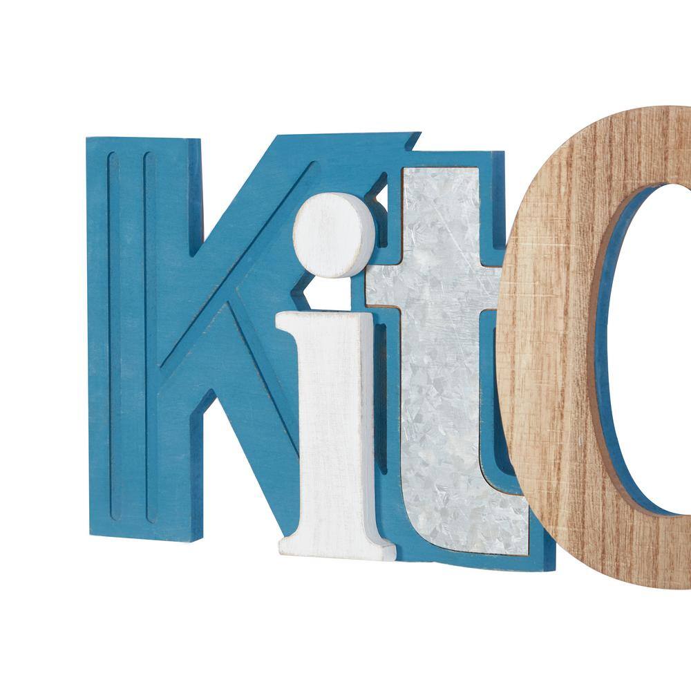 Multi-Colored Wood and Metal Coastal Kitchen Wall Sign