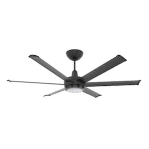 es6,60" Indoor, Black, Smart Ceiling Fan, with LED Light Kit and Chromatic Uplight, Motion Detection, and Voice Control