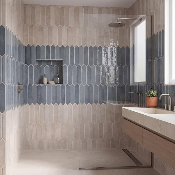 MSI Lakeview Denim Picket 2.5 in. x 13 in. Glossy Ceramic Wall