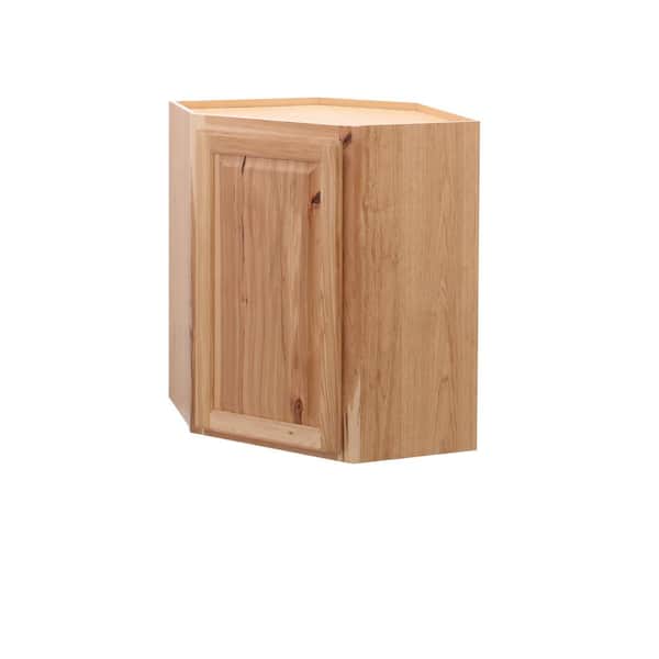 Hampton Bay Hampton 24 in. W x 12 in. D x 30 in. H Assembled Diagonal Corner Wall Kitchen Cabinet in Natural Hickory