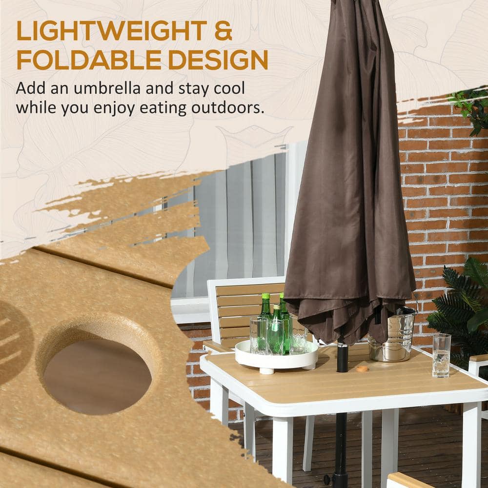 4-Piece White and Light Brown Aluminum Outdoor Dining Set