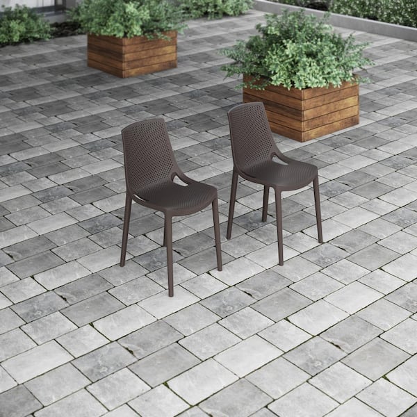 2-Piece Resin Patio Stackable Chair Set